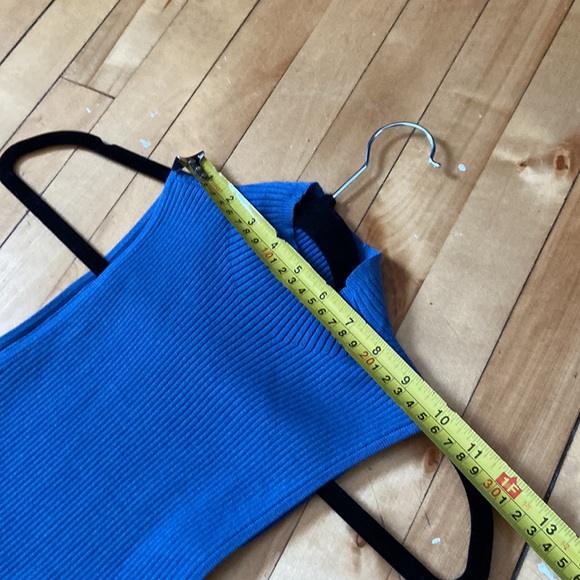 Aritzia Babaton Compose blue ribbed stretchy open back bodycon midi dress - Picture 9 of 11